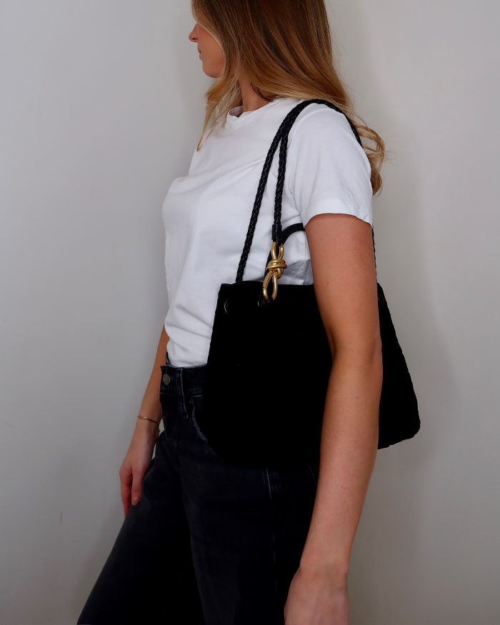 Black Suede Bow Bag