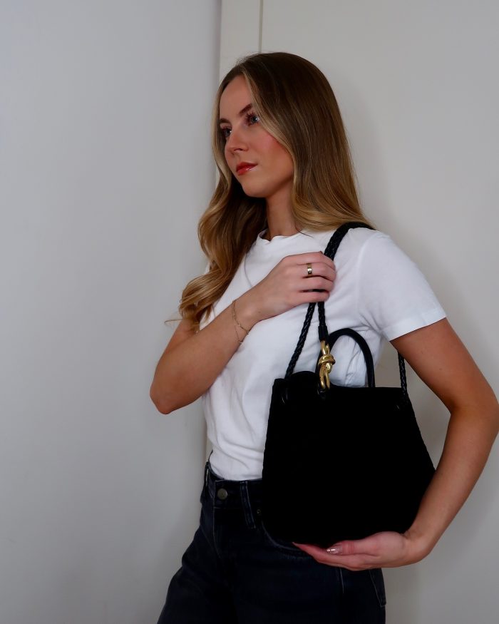 Black Suede Bow Bag