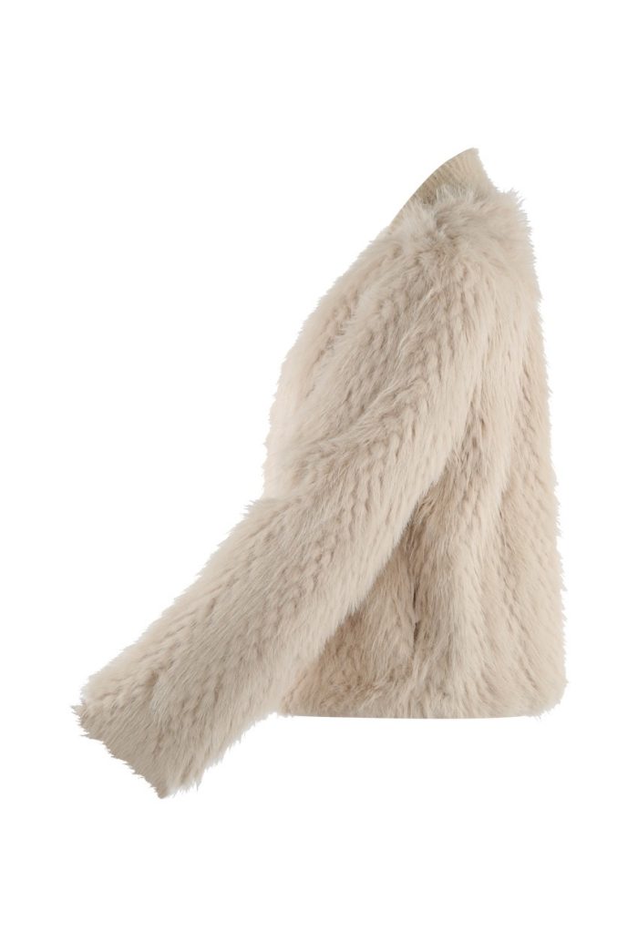 Beige Faux Fur Cardigan Jacket