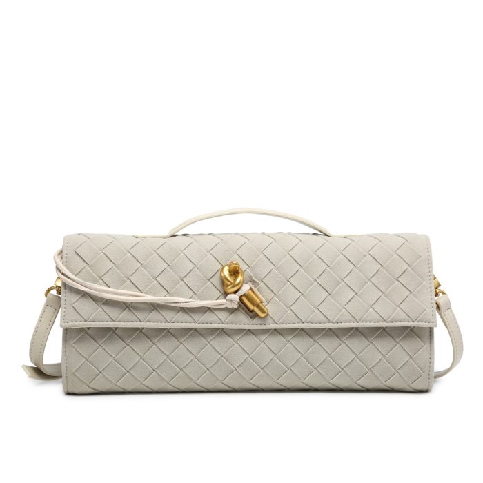 Long Clutch PU Suede Off White
