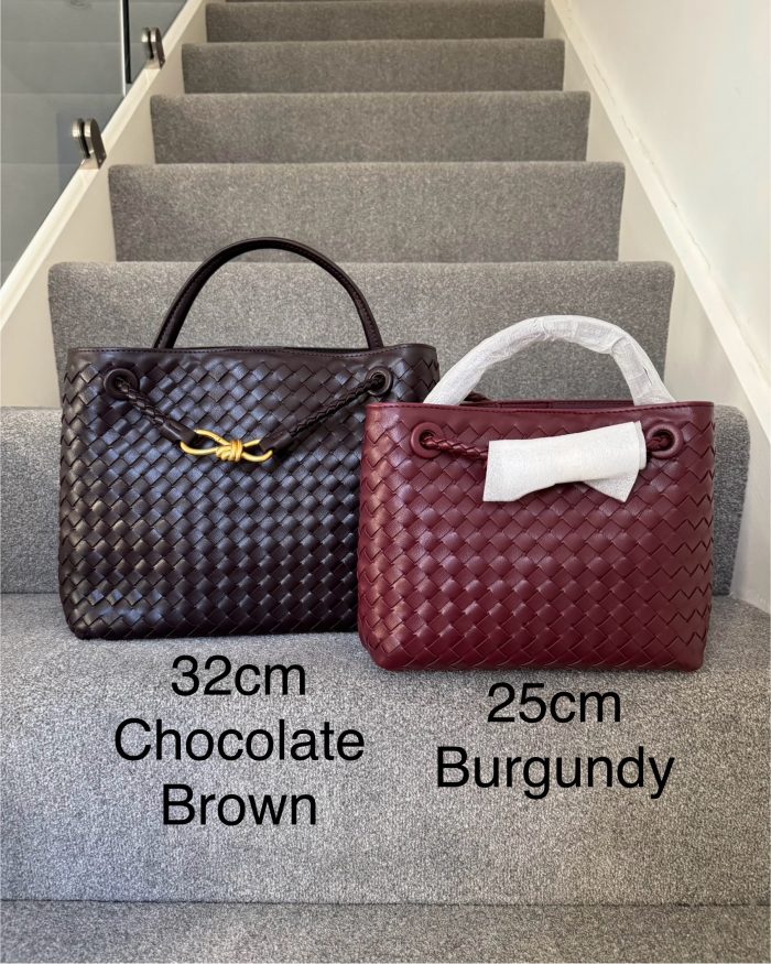 Chocolate Brown & Burgundy Bow Bag 25cm 32cm