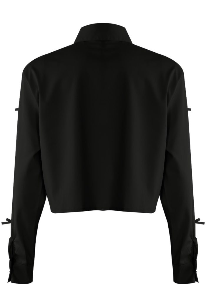 Black Mini Bow Cropped Shirt