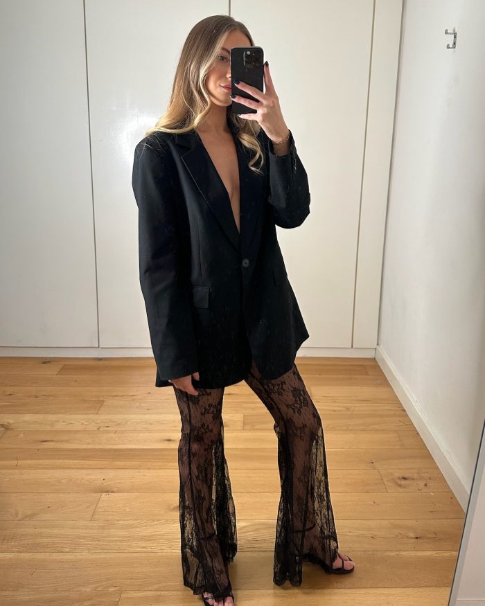 Sheer Mesh Lace Trousers