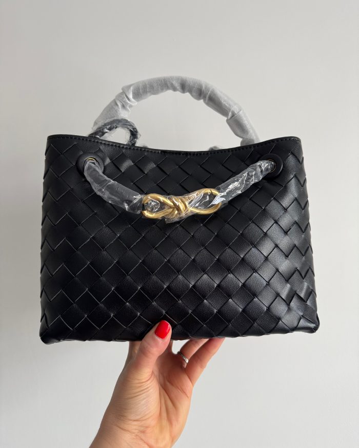 bow bag black genuine leather small