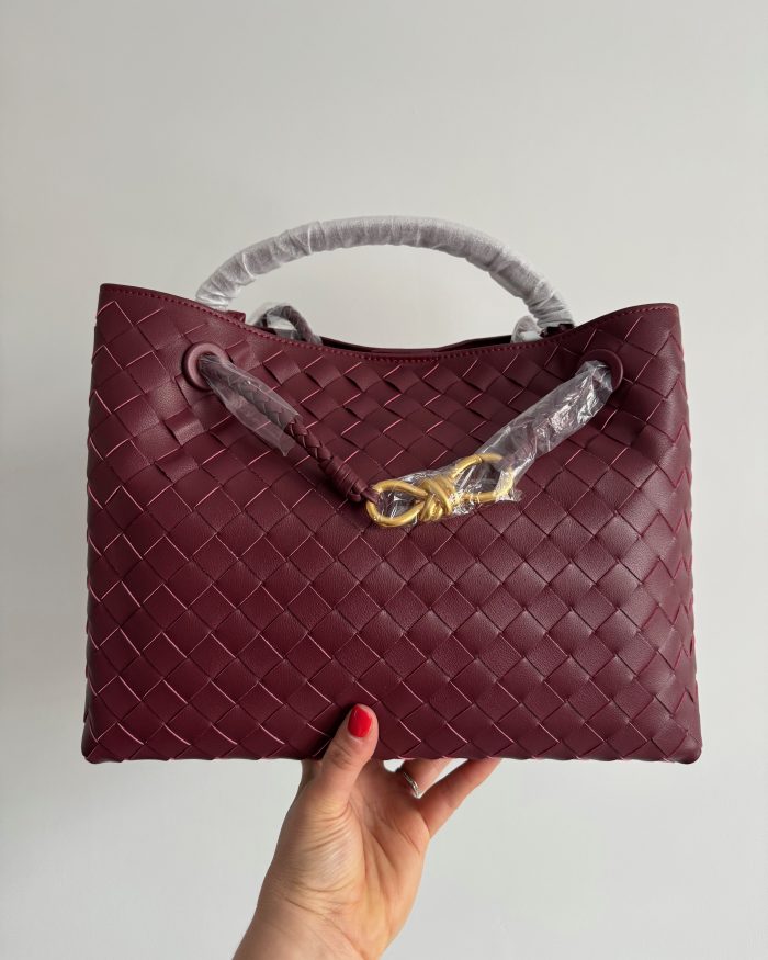 bow bag large burgundy genuine leather