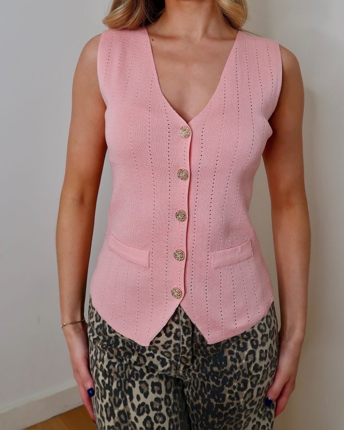 Pink Fine Knit Waistcoat