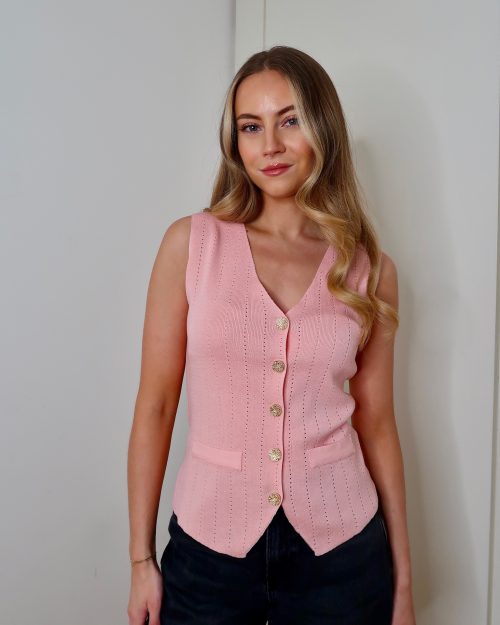 Pink Fine Knit Waistcoat