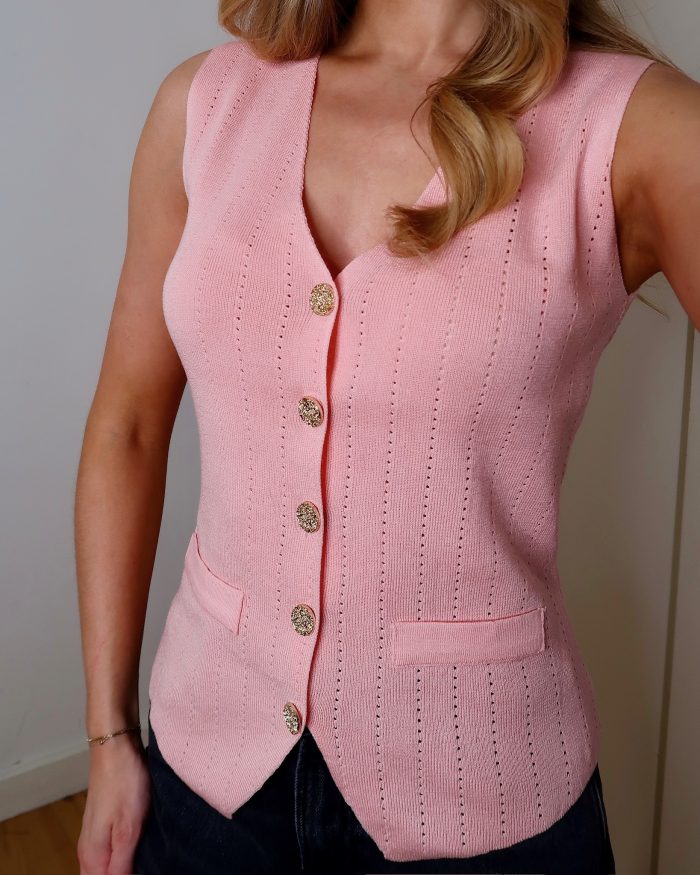 Pink Fine Knit Waistcoat