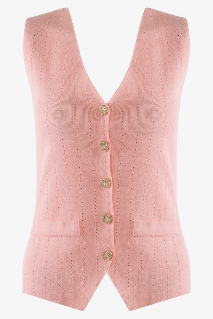 Pink Fine Knit Waistcoat