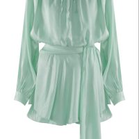 High shine aqua mini boho tunic dress