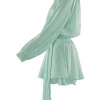 High shine aqua mini boho tunic dress