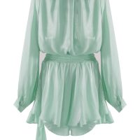 High shine aqua mini boho tunic dress