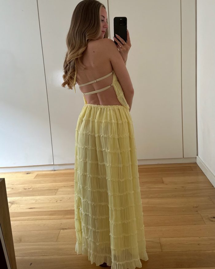 sofia two piece coord ruched chiffon top and maxi skirt