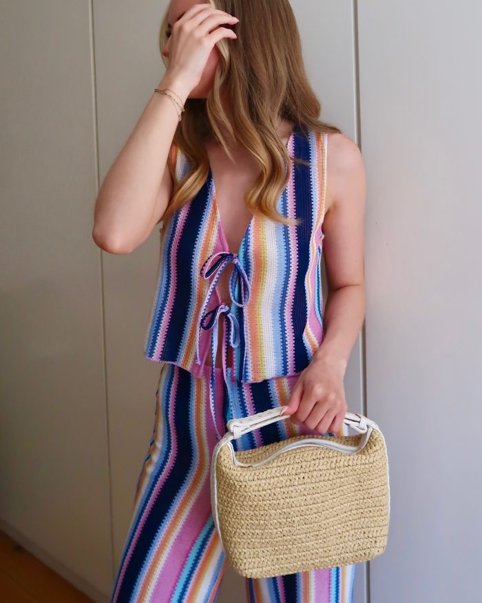 rio Top striped waistcoat & wide leg trousers set