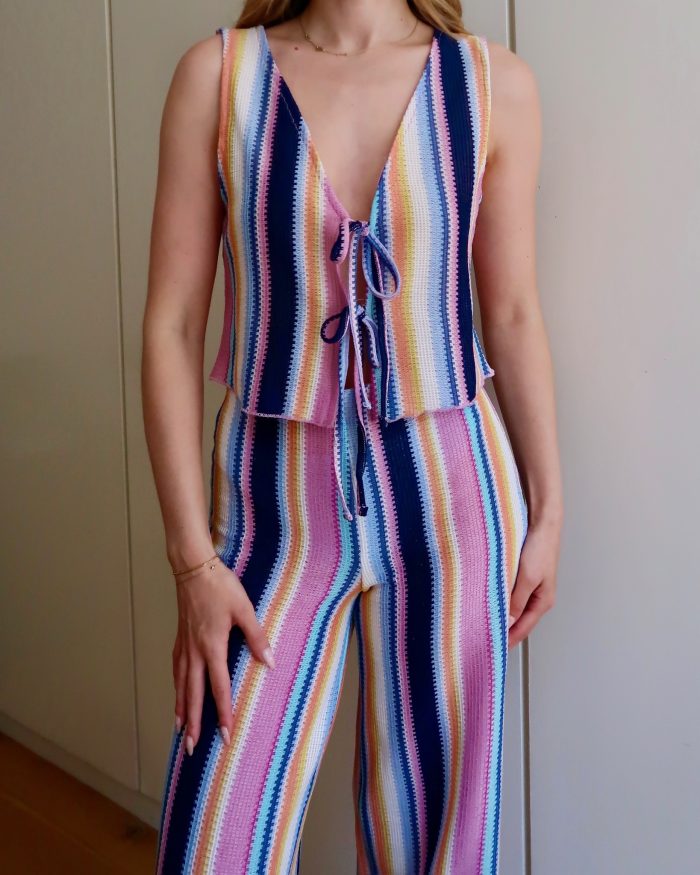 rio Top striped waistcoat & wide leg trousers set