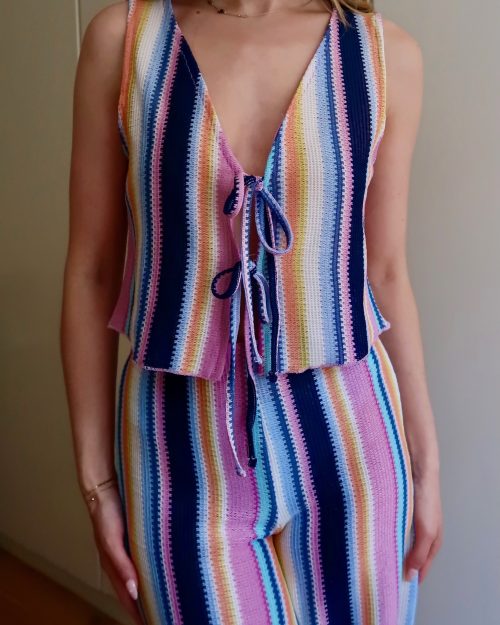 rio Top striped waistcoat & wide leg trousers set