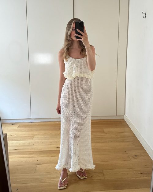 Paloma Beige Maxi Lace Crochet Dress