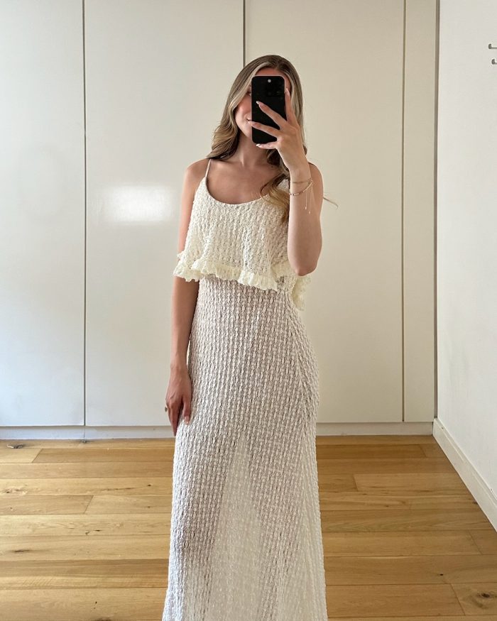 Paloma Beige Maxi Lace Crochet Dress