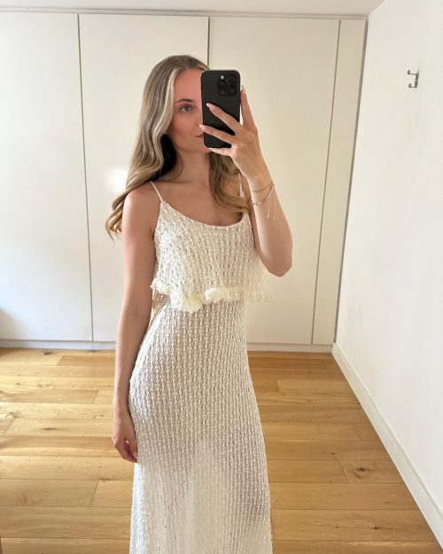 Paloma Beige Maxi Lace Crochet Dress