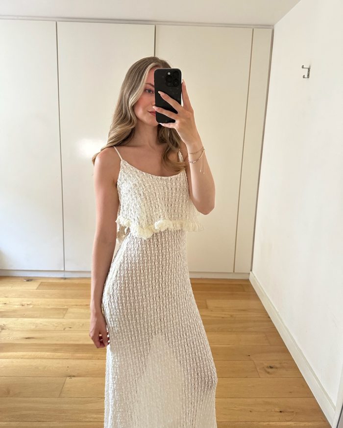 Paloma Beige Maxi Lace Crochet Dress