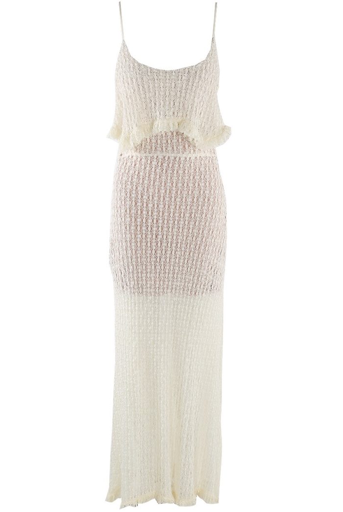 Paloma Beige Maxi Lace Crochet Dress