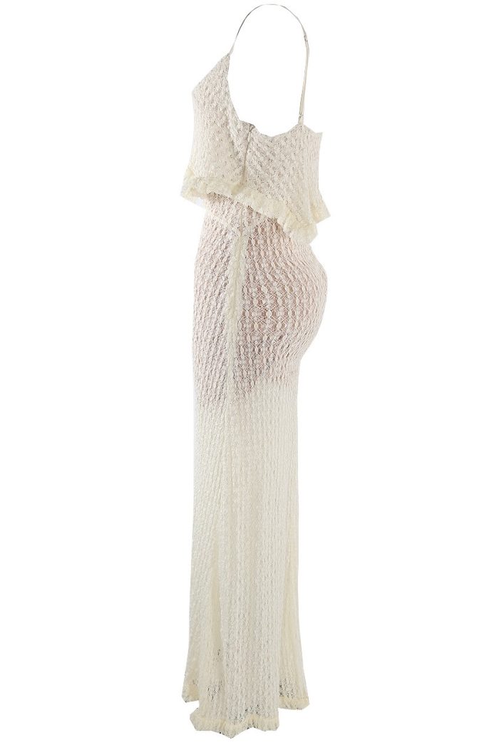 Paloma Beige Maxi Lace Crochet Dress