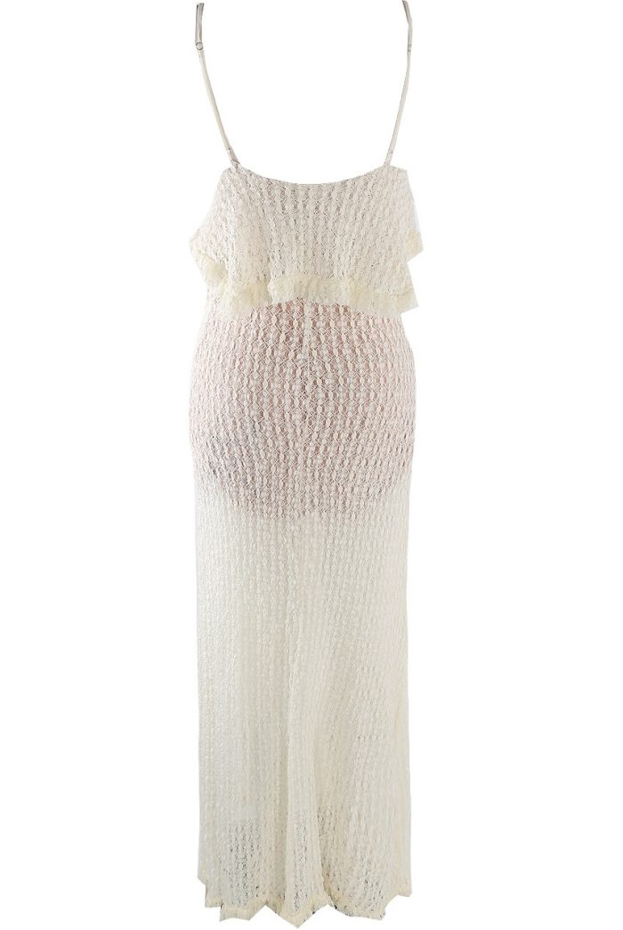 Paloma Beige Maxi Lace Crochet Dress