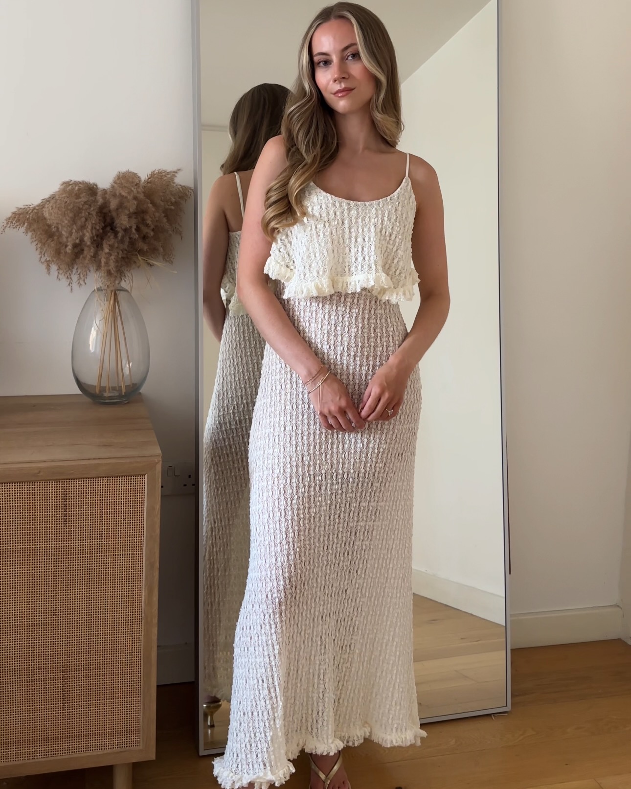 Paloma Beige Maxi Lace Crochet Dress