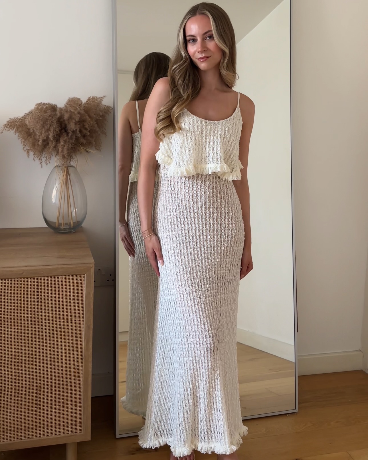 Paloma Beige Maxi Lace Crochet Dress