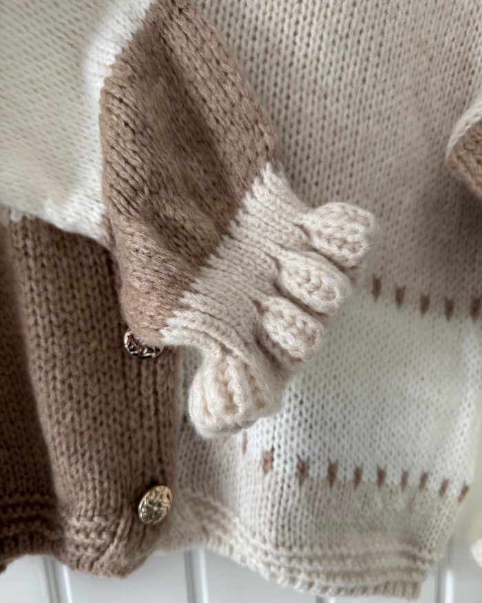 Chunky Colour block knitted cardigan Taupe