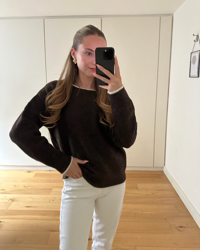 kaia bow knitted Jumper Brown