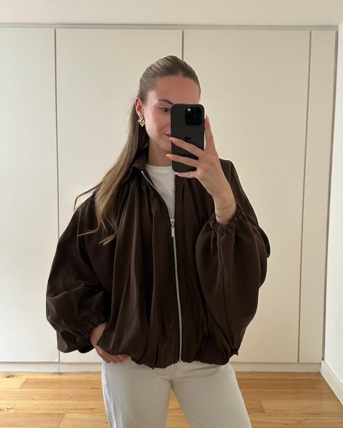 Cleo Lightweight Brown Bomber Jacket