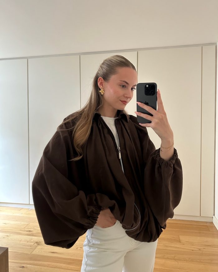 Cleo Lightweight Brown Bomber Jacket