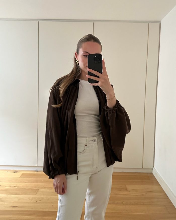 Cleo Lightweight Brown Bomber Jacket