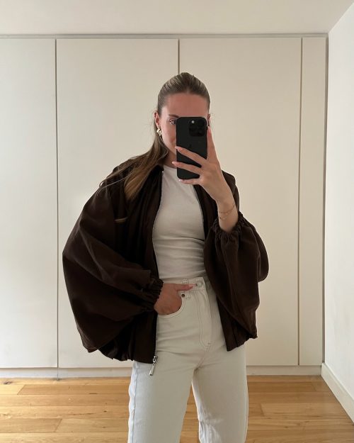 Cleo Lightweight Brown Bomber Jacket