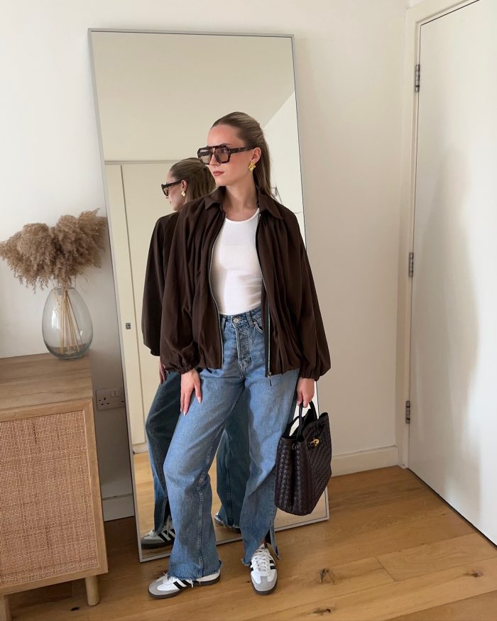 Cleo Lightweight Brown Bomber Jacket