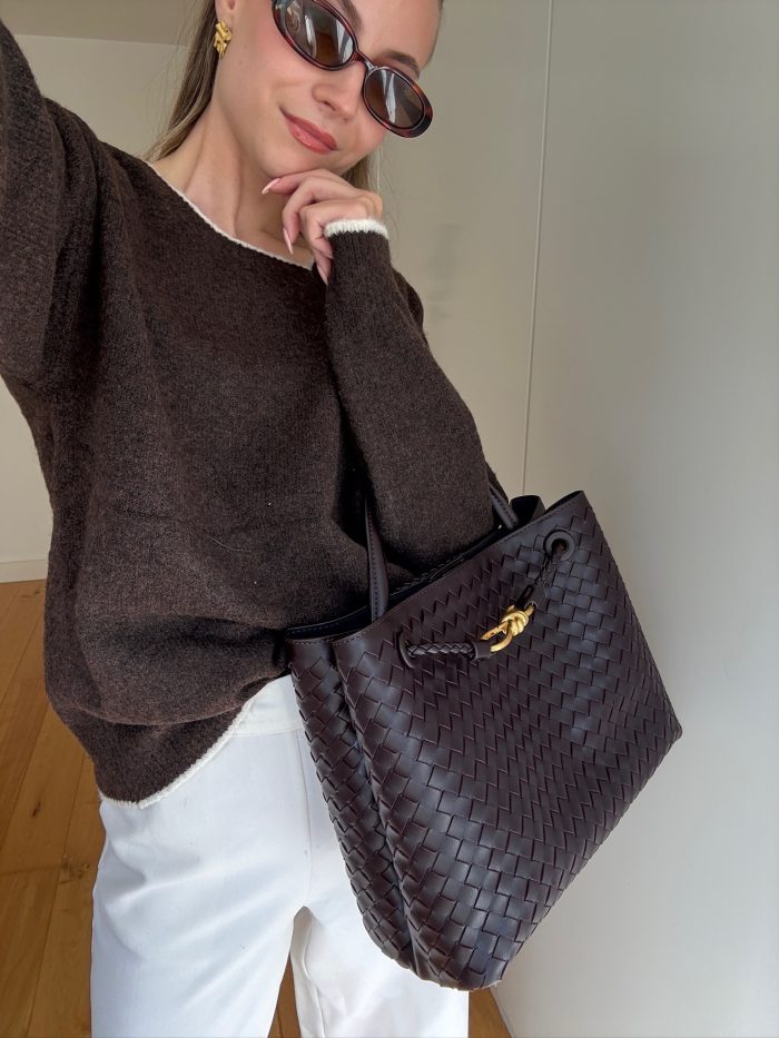 kaia bow knitted Jumper Brown