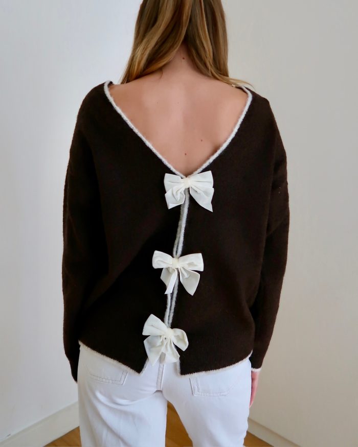 kaia bow knitted Jumper Brown