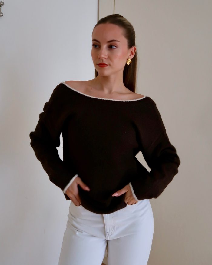kaia bow knitted Jumper Brown