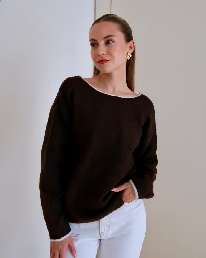 kaia bow knitted Jumper Brown