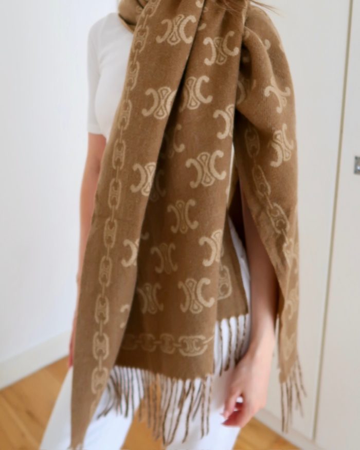 camel monogram scarf