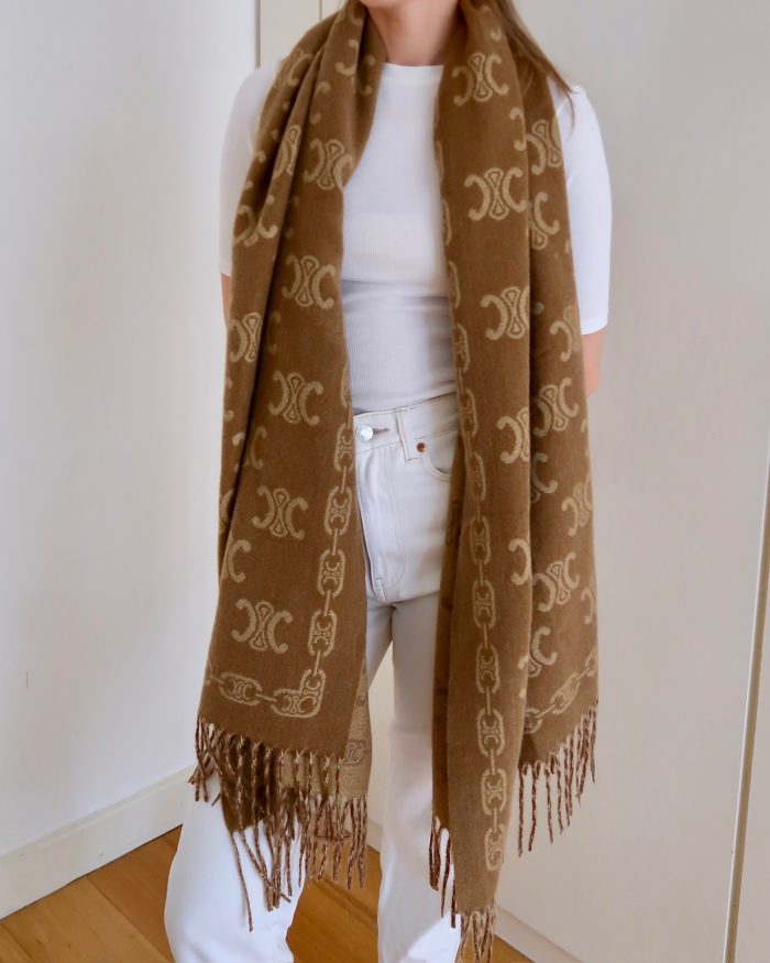 camel monogram scarf
