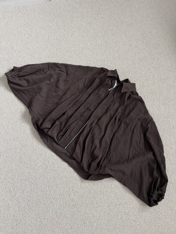Cleo Lightweight Balloon Sleeve Bomber Jacket - Chocolate Brown - Image 12