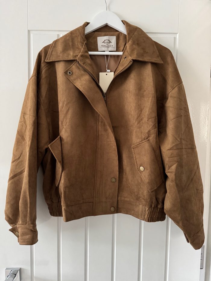 Arden Faux Suede bomber jacket camel