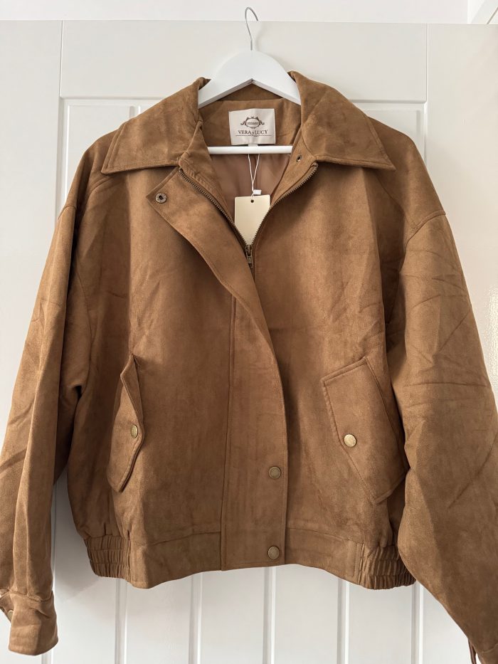 Arden Faux Suede bomber jacket camel