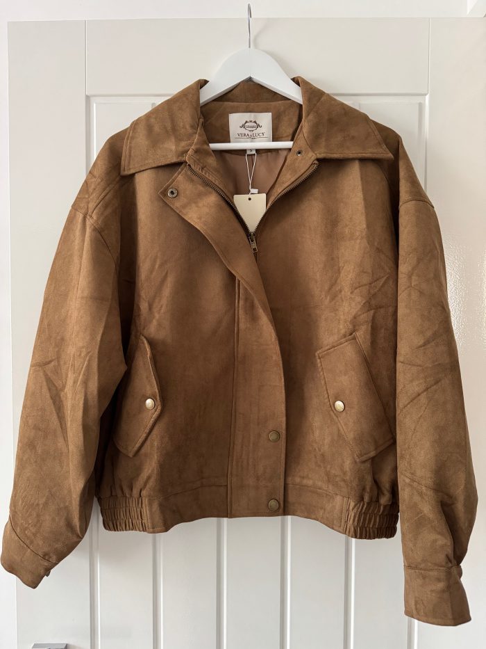 Arden Faux Suede bomber jacket camel