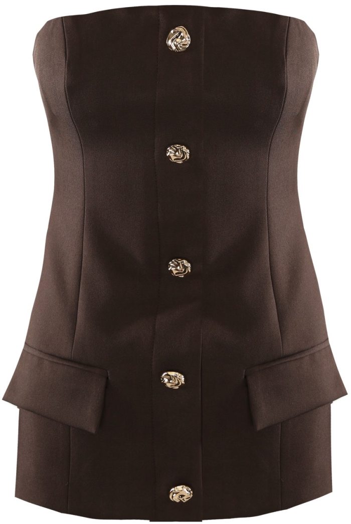 Blair Brown Bandeau Tailored Top