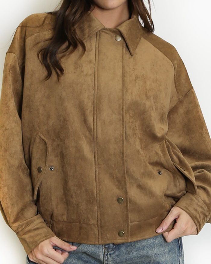 Arden Faux Suede bomber jacket camel