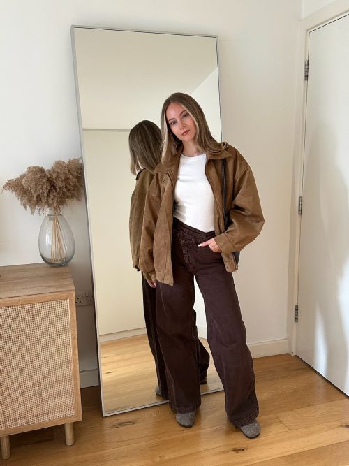 Arden Faux Suede bomber jacket camel