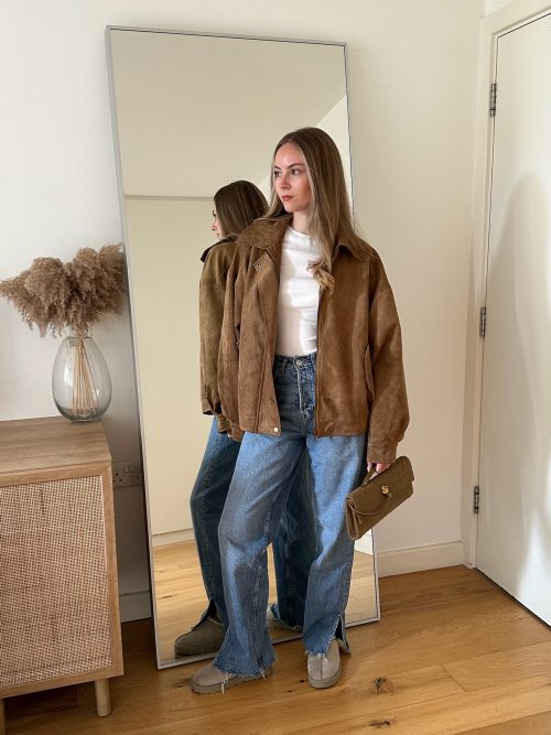 Arden Faux Suede bomber jacket camel